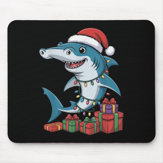 Hammerhead Shark Weihnachtsmannmütze Weihnachten Mousepad (Vorne)