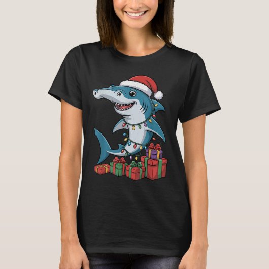 Hammerhead Shark Weihnachtsmannmütze Weihnachten T-Shirt (Vorderseite)