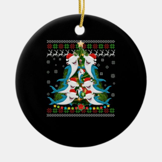 Hammerhead Shark Xmas Lighting Tree Shark Keramik Ornament (Vorne)