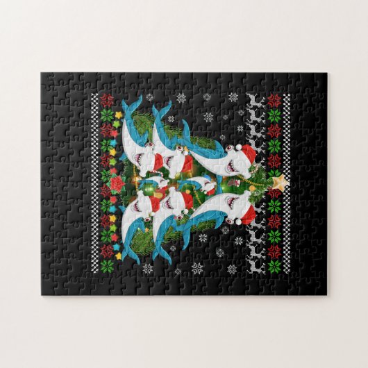 Hammerhead Shark Xmas Lighting Tree Shark Puzzle (Horizontal)