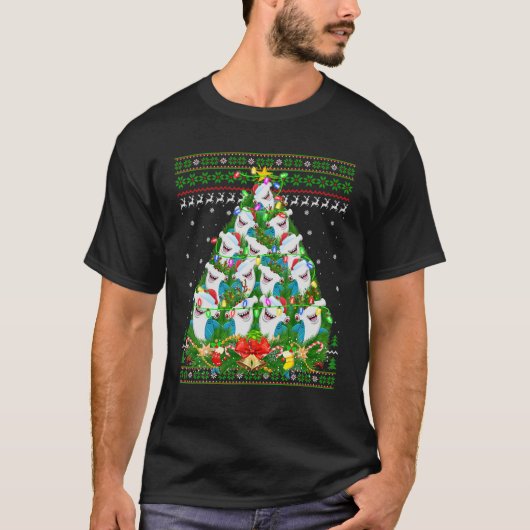Hammerhead Shark Xmas Lighting Tree Shark Ugly Chr T-Shirt (Vorderseite)
