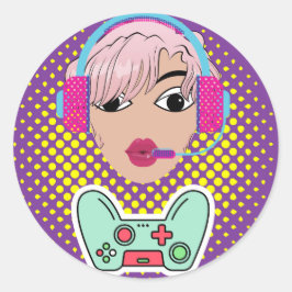 Hammermädchen Runder Aufkleber