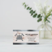 Hammers Hard Hat | Stahl | Holz | Bau Visitenkarte (Stehend Vorderseite)