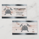 Hammers Hard Hat | Stahl | Holz | Bau Visitenkarte (Vorne/Hinten)