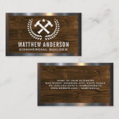 Hammers-Logo | Hintergrund Holz | Metalltrimmung Visitenkarte (Vorne/Hinten)