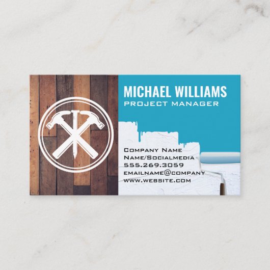 Hammers Nail | Wood Paint | Generalunternehmer Visitenkarte (Vorderseite)