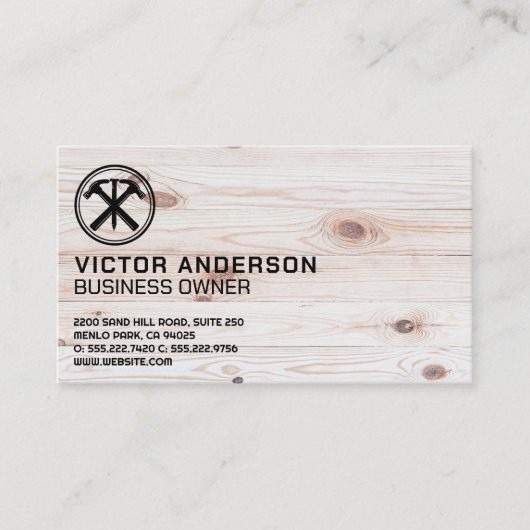 Hammers und Nagellogo | Holz Visitenkarte (Vorderseite)