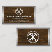 Hammers und Nagellogo | Holzmetall Visitenkarte (Vorne/Hinten)