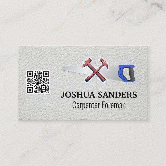 Hammers und Saat | Weißleder | QR-Code Visitenkarte (Vorderseite)