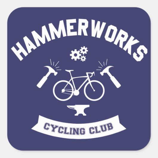 Hammerworks Cycling Club Quadratischer Aufkleber (Vorderseite)