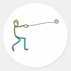 Hammerwurf Stickman Runder Aufkleber