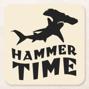 Hammerzeit   Design für Hammerhead Shark Liebhaber Rechteckiger Pappuntersetzer