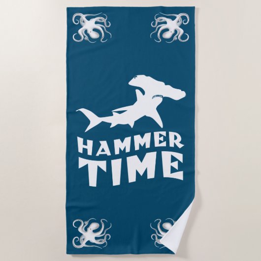 Hammerzeit | Design für Hammerhead Shark Liebhaber Strandtuch (Vorderseite)