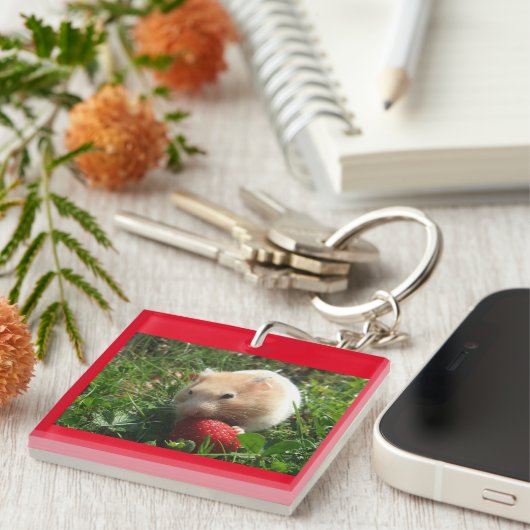 Hammies mit Erdbeeren Schlüsselanhänger (Vorderseite rechts)