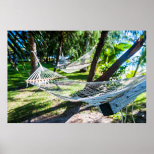 Hammock am Strand, Fidschi Poster