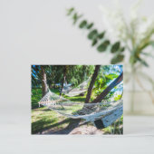 Hammock am Strand, Fidschi Postkarte (Stehend Vorderseite)