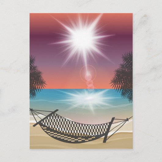 Hammock am Strand Sunny Sky Zen Postkarte (Vorderseite)