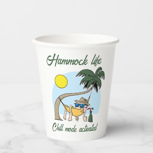 Hammock Life Chill Mode aktiviert lustigen Cartoon Pappbecher (Vorderseite)
