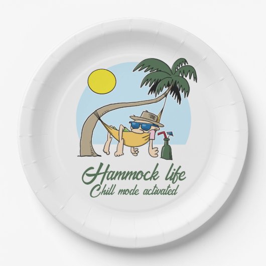 Hammock Life Chill Mode aktiviert lustigen Cartoon Pappteller (Vorderseite)