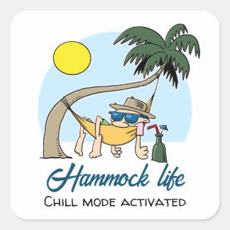 Hammock Life Chill Mode aktiviert lustigen Cartoon Quadratischer Aufkleber