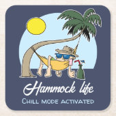 Hammock Life Chill Mode aktiviert lustigen Cartoon Rechteckiger Pappuntersetzer (Vorderseite)