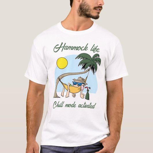 Hammock Life Chill Mode aktiviert lustigen Cartoon T-Shirt (Vorderseite)