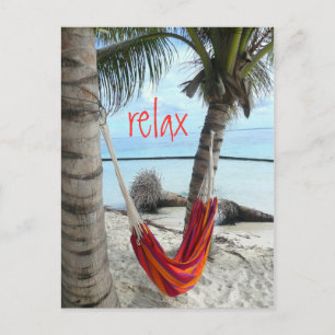 Hammock on Caribbean Beach Postcard Postkarte