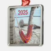 Hammock on Caribbean Beachornament Ornament Aus Metall (Links)