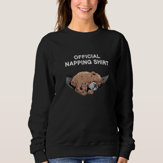 Hammock Sleeping Hund Bulldog Nickerchen Sweatshirt (Vorderseite)