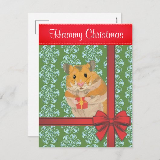 Hammy Christmas Hamster Feiertagspostkarte (Vorne/Hinten)