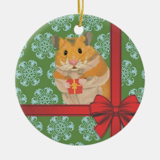 Hammy Christmas Hamster Keramik Ornament (Vorne)