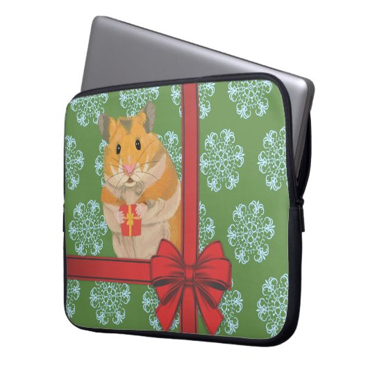 Hammy Christmas Hamster Laptopschutzhülle (Vorderseite Links)