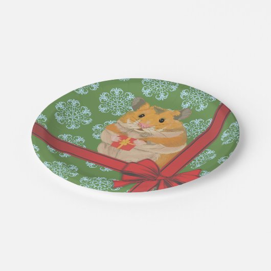 Hammy Christmas Hamster Pappteller (Schrägansicht)