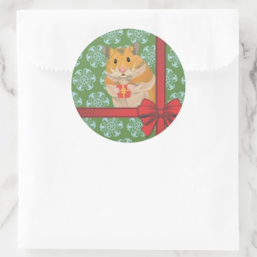 Hammy Christmas Hamster Runder Aufkleber (Tasche)