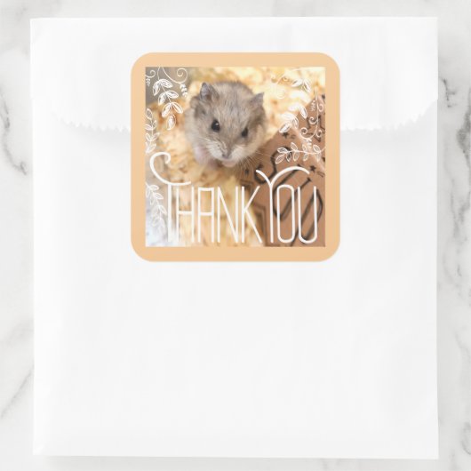 Hammyville - Hamster Vielen Dank Quadratischer Aufkleber (Tasche)