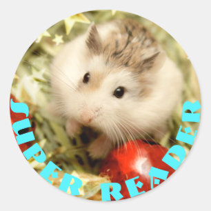 Hammyville - Niedlicher Hamster Super Reader Runder Aufkleber