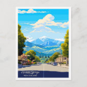 Hamner Springs New Zealand Travel Illustration Postkarte (Vorderseite)