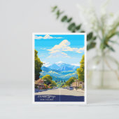Hamner Springs New Zealand Travel Illustration Postkarte (Stehend Vorderseite)
