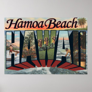 Hamoa Strand, Hawaii - große Buchstabe-Szenen Poster