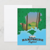 Hampshire England Vintage Reiseplakat. (Vorne/Hinten)