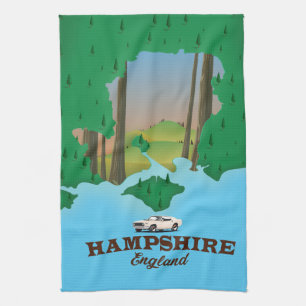 Hampshire England Vintage Reiseplakat. Geschirrtuch