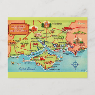 Hampshire & Isle of Wight Karte Postkarte