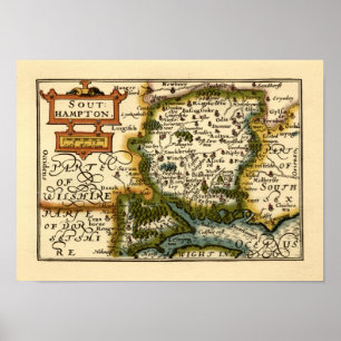 Hampshire, Southampton Landkreis England Historic  Poster