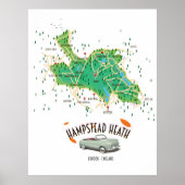 Hampstead Heath London England Map Poster (Vorne)