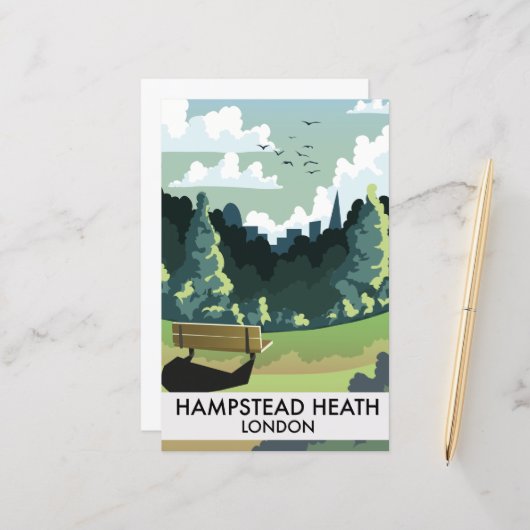 Hampstead Heath London Reiseplakat. (Vorderseite/Rückseite Beispiel)