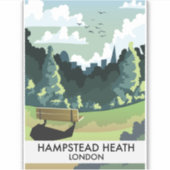 Hampstead Heath London Reiseplakat. Aufkleber (Vorderseite)