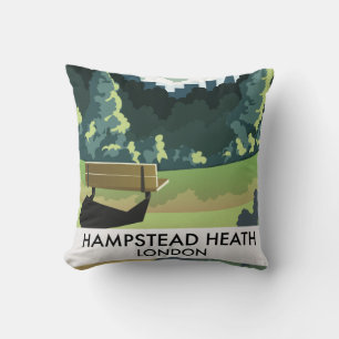 Hampstead Heath London Reiseplakat. Riesiger Kaffe Kissen