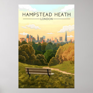 Hampstead Heath London Skyline Reiseplakat Poster