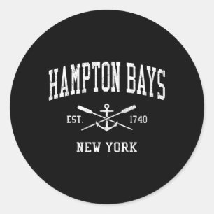 Hampton Bays Ny Crossed Oars Boat Anchor Sports Runder Aufkleber