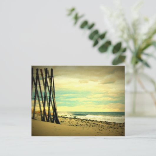 Hampton Beach Fence Postkarte (Stehend Vorderseite)